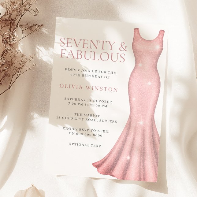 Pink Dress Womans 70th Birthday Party Invitation (Creator Uploaded)