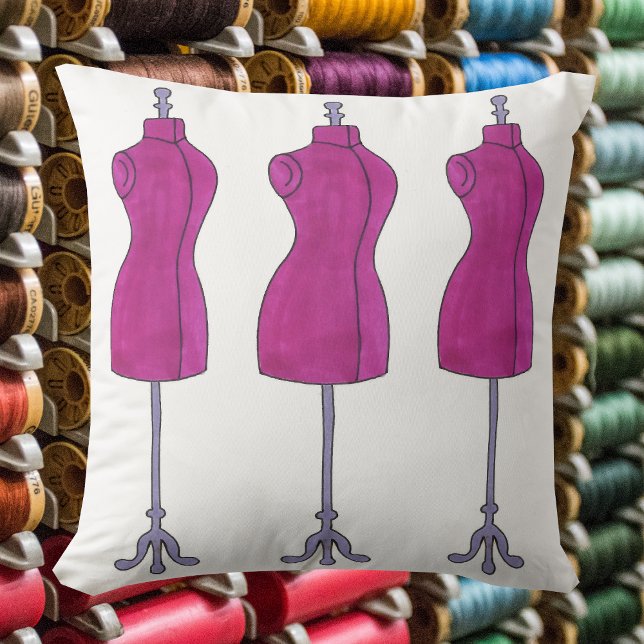 Pink Dressform Mannequin Fashion Sewing Design Cushion (Pink dressform fashion design pillow)