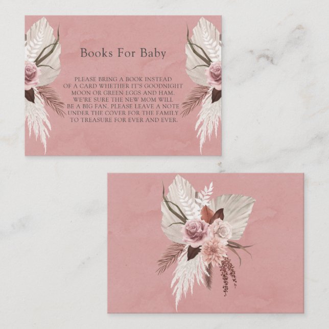 Pink Dried Floral Tropical Girl Books For Baby Business Card (Front/Back)