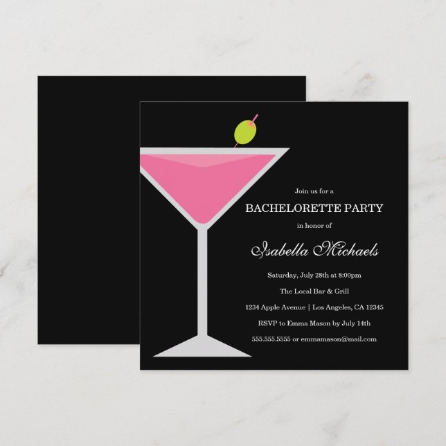 Pink Drink | Bachelorette Party Invitation (Front/Back)