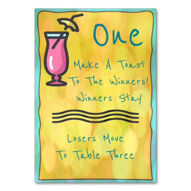 Pink Drink Bunco Table Card #1 (Front)