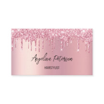 Pink Dripping Glitter Business Card