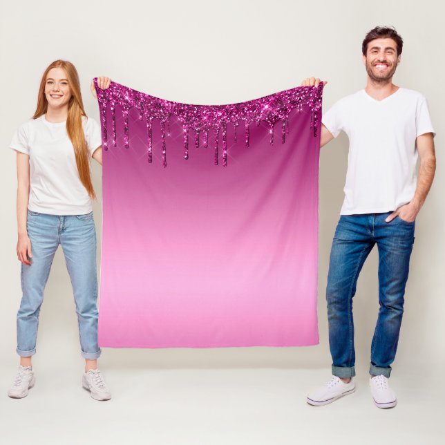 Pink Dripping Glitter Fleece Blanket (In Situ)
