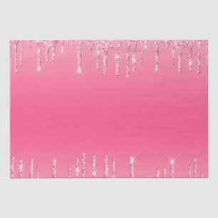 Pink Dripping Glitter Girly Trendy Chic Bling Tissue Paper
