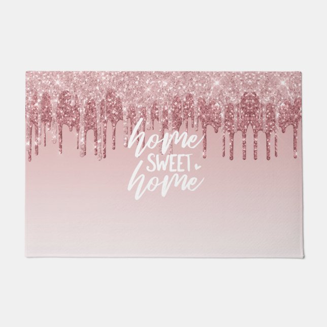Pink Dripping Glitter | Home Sweet Home Doormat (Front)