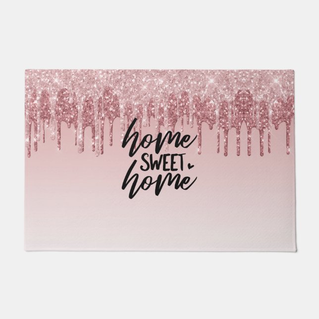 Pink Dripping Glitter | Home Sweet Home Doormat (Front)