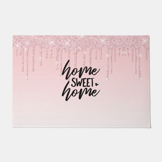 Pink Dripping Glitter | Home Sweet Home Doormat (Front)
