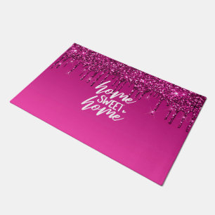 Pink Dripping Glitter Home Sweet Home Doormat