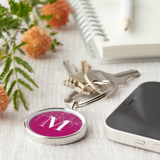 Pink Dripping Glitter  Key Ring (Side)