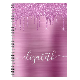 Pink Dripping Glitter Personalised Notebook
