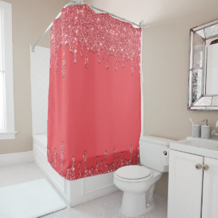 Pink Dripping Glitter Shower Curtain
