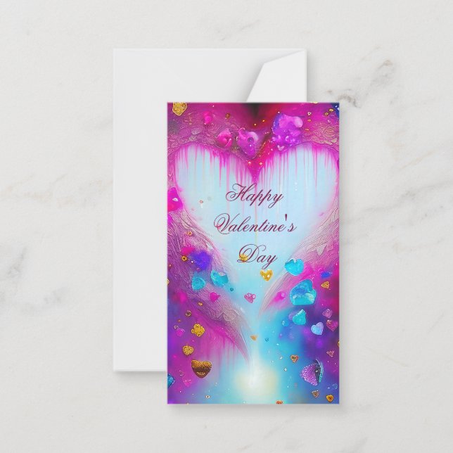 Pink dripping hearts abstract kids valentine  card (Front)
