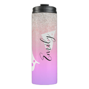Pink Dripping Sparkles Monogrammed Name    Thermal Tumbler