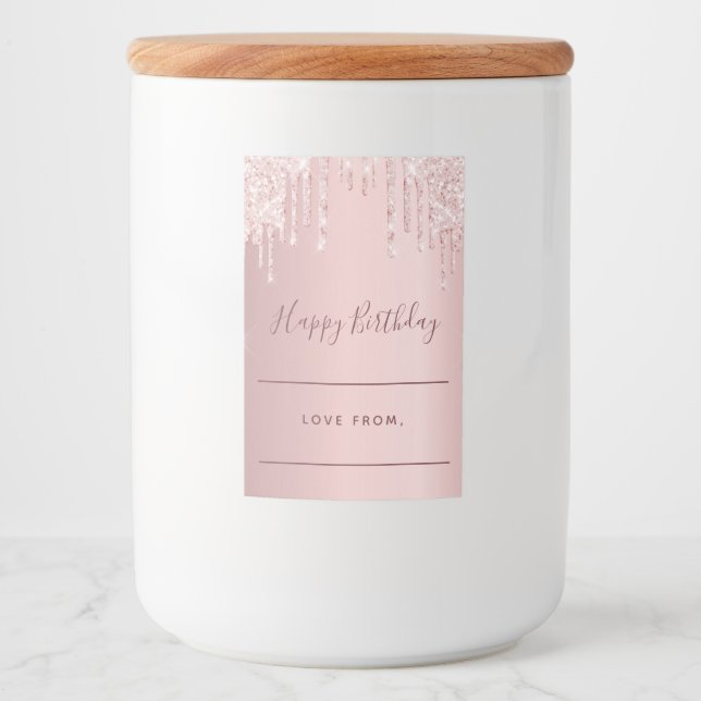 Pink drips homemade birthday gift food label (Front)