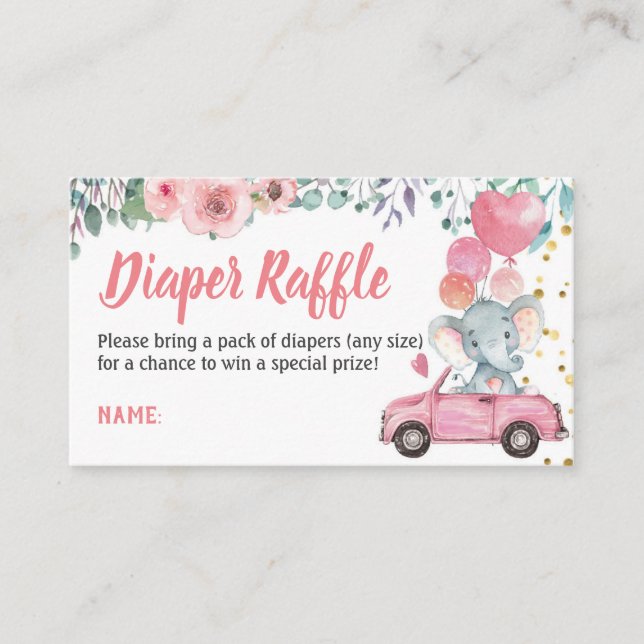 Pink Drive by Baby Shower Diaper Raffle Ticket Enclosure Card (Front)