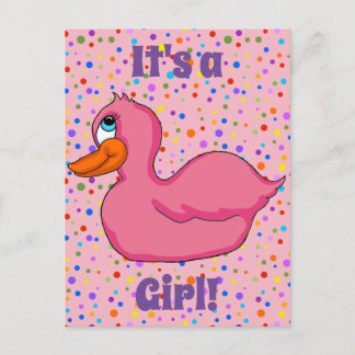 Pink Duck Baby Announcement Postcards
