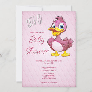 Pink Duck Baby Shower Invitation