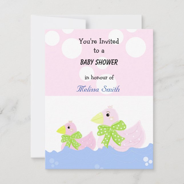 Pink Duck Baby Shower Invitation (Front)