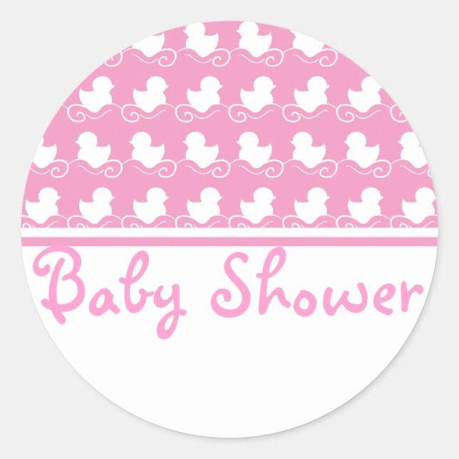 pink duck row baby shower seal sticker (Front)