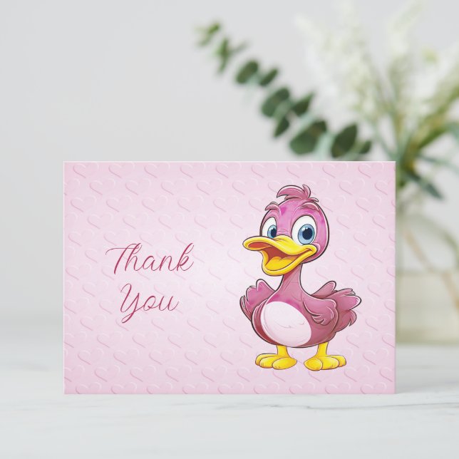 Pink Duck Thank You Card (Standing Front)
