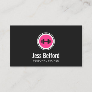 Pink Dumbbell Logo, Personal Trainer, Fitness Gym Business Card
