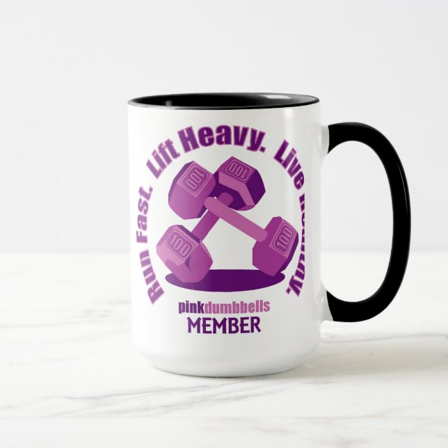 Pink Dumbbells Slogan Mug (Right)