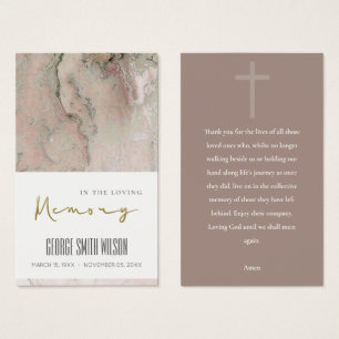 PINK DUSKY ROSE GOLD SYMPATHY MEMORIAL PRAYER CARD