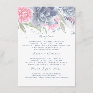 Pink + Dusty Blue Floral Wedding Information Guest Enclosure Card