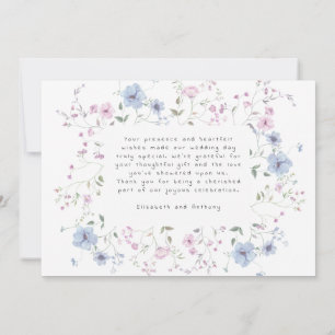 Pink & Dusty Blue Watercolor Botanical Wedding Thank You Card