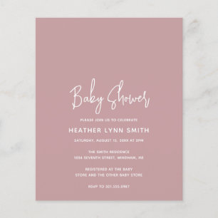Pink Dusty Rose Budget Baby Shower Invitation