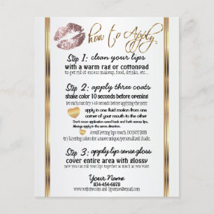 Pink Dusty Rose Glitter Lip Instructions Flyer