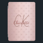 Pink dusty rose monogram initials iPad pro cover<br><div class="desc">Personalise and add your name and monogram letters,  initials.  The monogram initials as a pattern on the background.   A girly and feminine dusty rose,  pink gradient background colour.  The name is written with a hand lettered style script.</div>