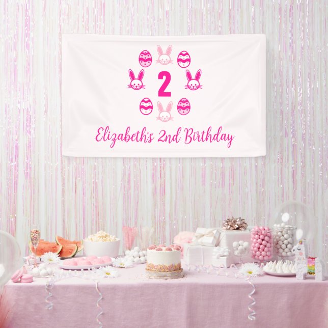 Pink Easter 2nd Birthday Banner (Party)