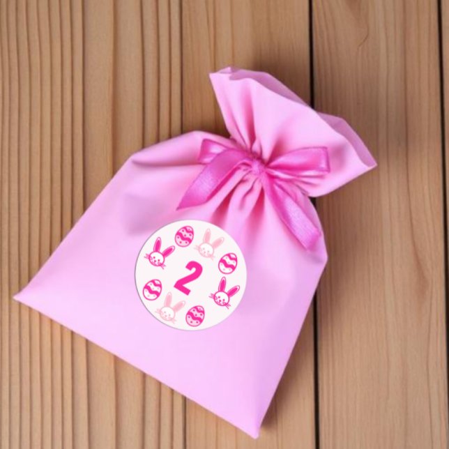 Pink Easter 2nd Birthday Classic Round Sticker (Creator Uploaded)