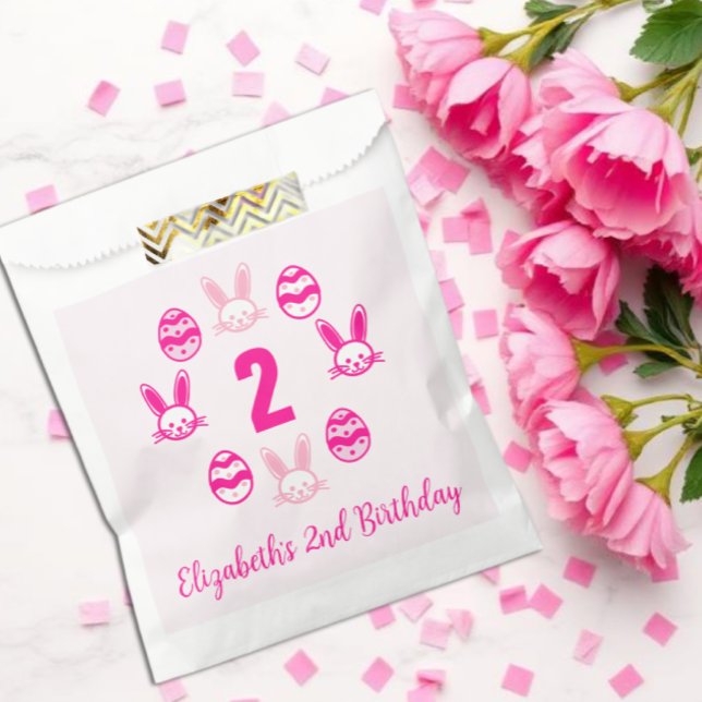 Pink Easter 2nd Birthday Favour Bags (Creator Uploaded)