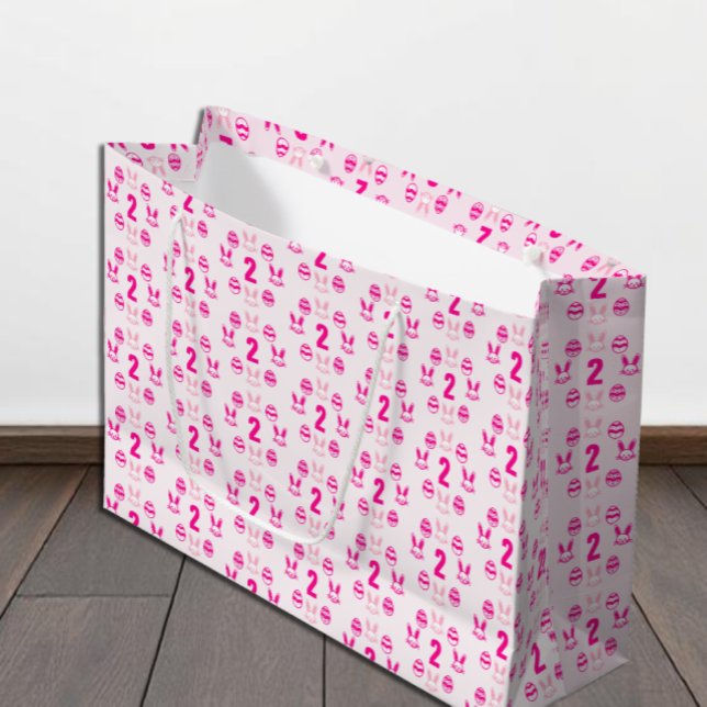 Pink Easter 2nd Birthday Large Gift Bag (Creator Uploaded)