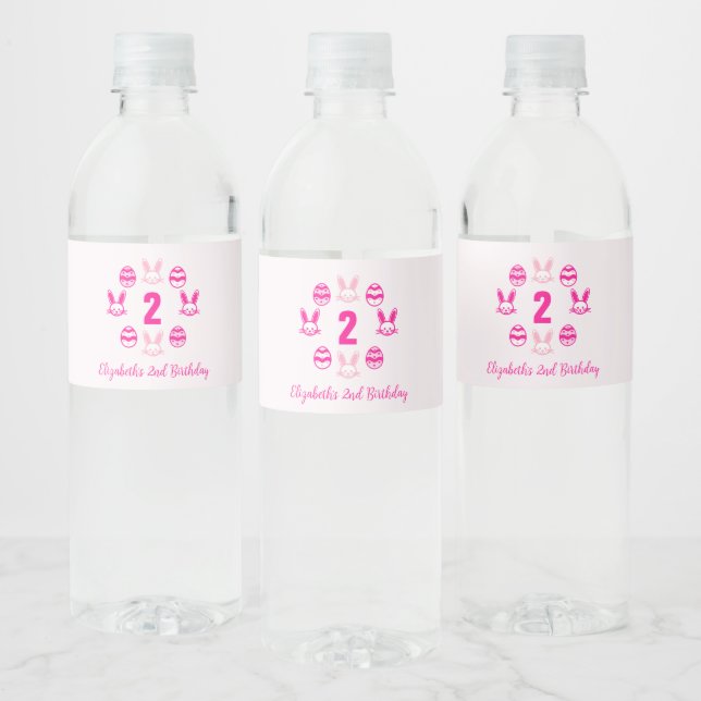 Pink Easter 2nd Birthday Water Bottle Label (Bottles)