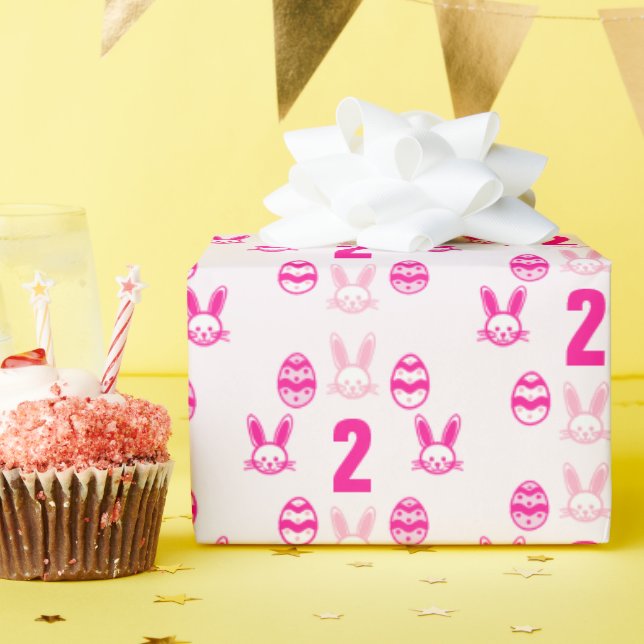 Pink Easter 2nd Birthday Wrapping Paper (Birthday Party)