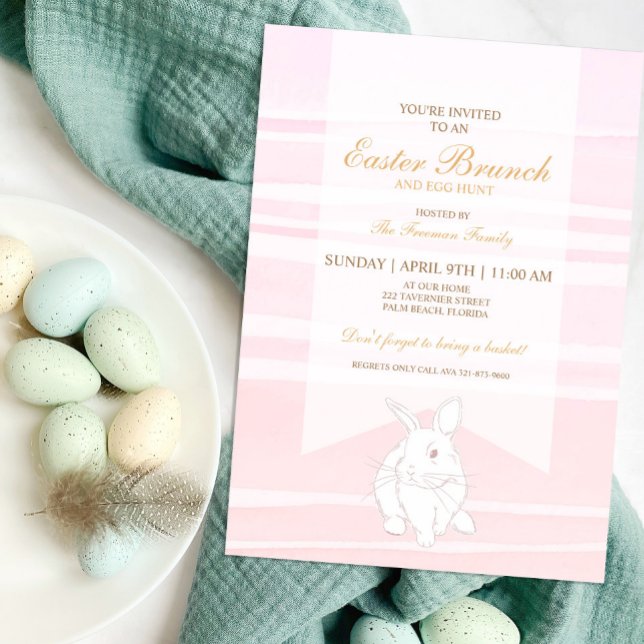 Pink Easter Brunch & Egg Hunt Invite with Bunny (Creator Uploaded)