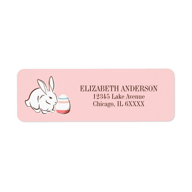 Pink Easter Bunny And Egg  Address Labels (Front)