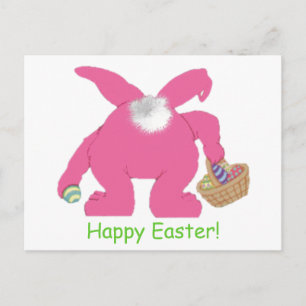 Pink Easter Bunny Holiday Postcard