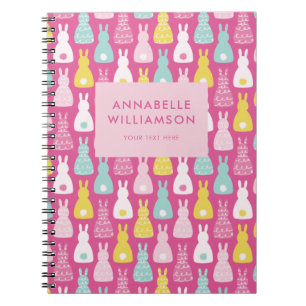 Pink Easter Bunny Rabbit Pattern Notebook