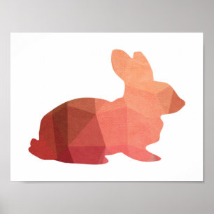 Pink Easter Bunny Silhouette Poster