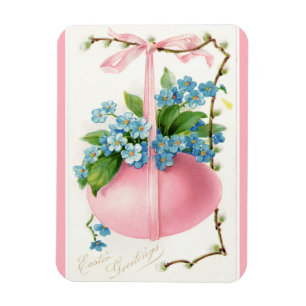 Pink Easter Egg and Flowers Magnet