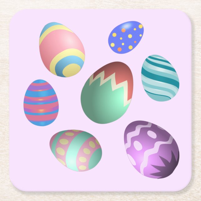 Pink Easter Egg Easter Party Egg Hunt Pastel Cute Square Paper Coaster (Front)