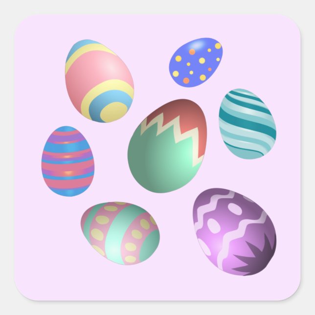 Pink Easter Egg Easter Party Egg Hunt Pastel Cute Square Sticker (Front)
