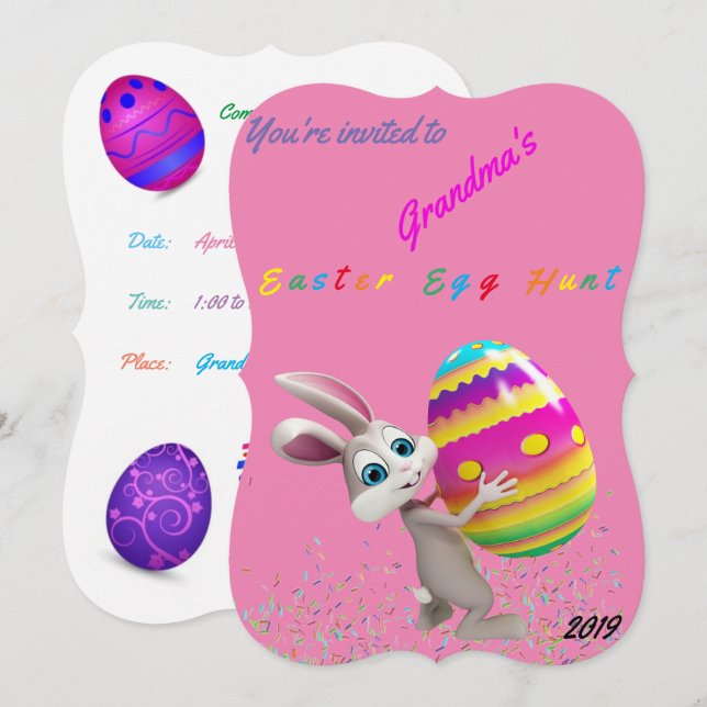 Pink Easter Egg Hunt w/ Sprinkles Invitation (Front/Back)
