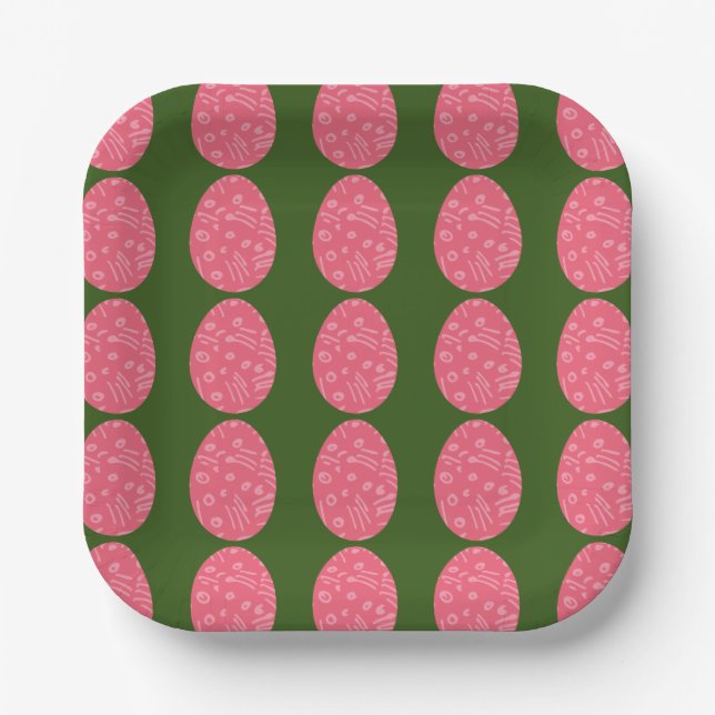 Pink Easter Eggs Paper Plates (Front)