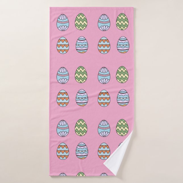 Pink Easter Eggs Pattern Bath Towel (Bath Towel)