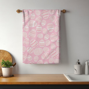 Pink Easter Eggs Pattern   Holidays Tea Towel